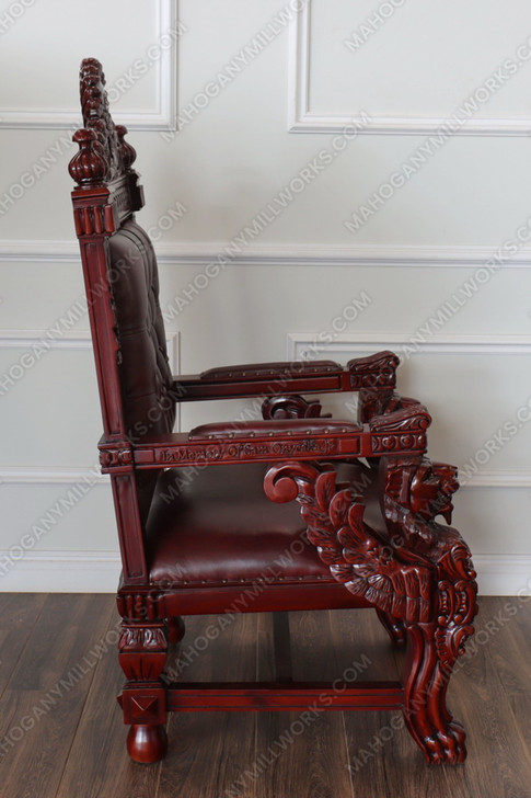 Mahogany/Leather Church Bishop's Chair w/ Custom Inscription