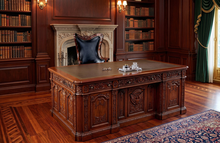 6ft Mahogany Resolute Desk w/ Leather Top (72" X 36")