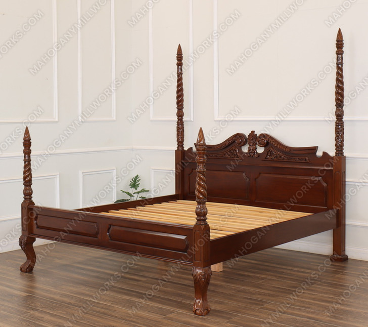5pc Walnut Queen Anne Barley Twist Bedroom Set