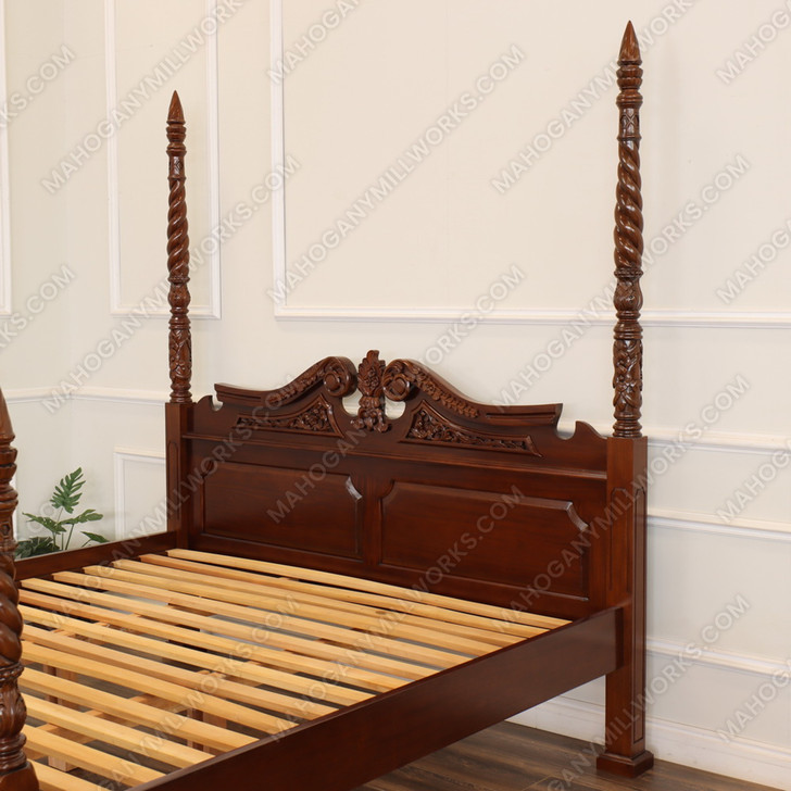 5pc Walnut Queen Anne Barley Twist Bedroom Set