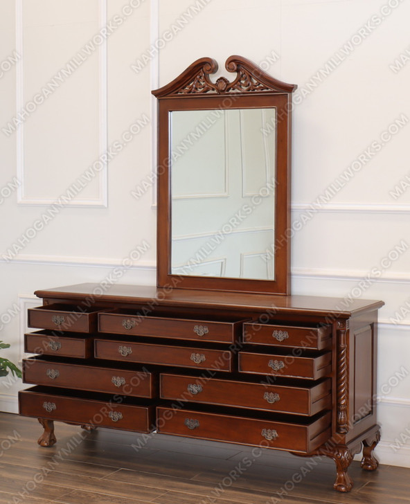 5pc Walnut Queen Anne Barley Twist Bedroom Set