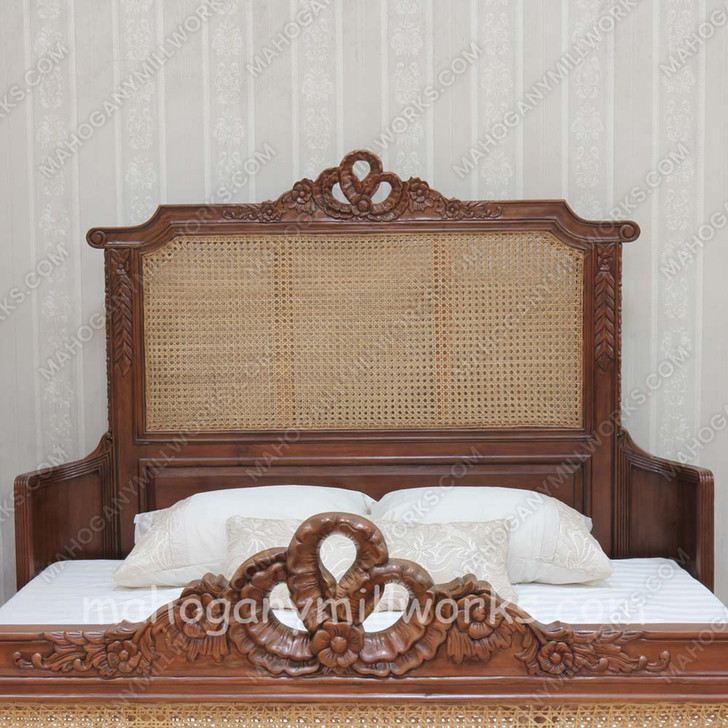 Antoinette Bed with Wicker Panels