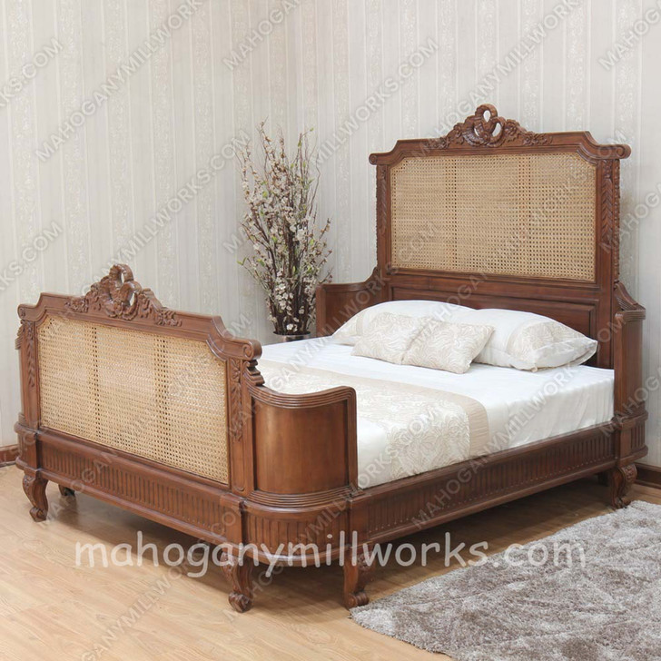 Antoinette Bed with Wicker Panels
