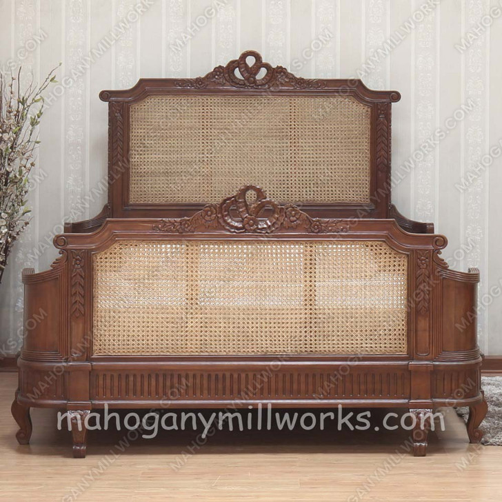 Antoinette Bed with Wicker Panels