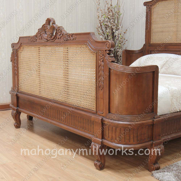 Antoinette Bed with Wicker Panels