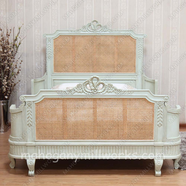 Antoinette Bed with Wicker Panels