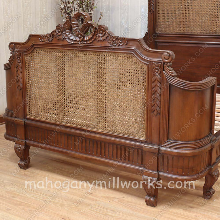 Walnut NC Antoinette Bed with Wicker Panel Set of 4