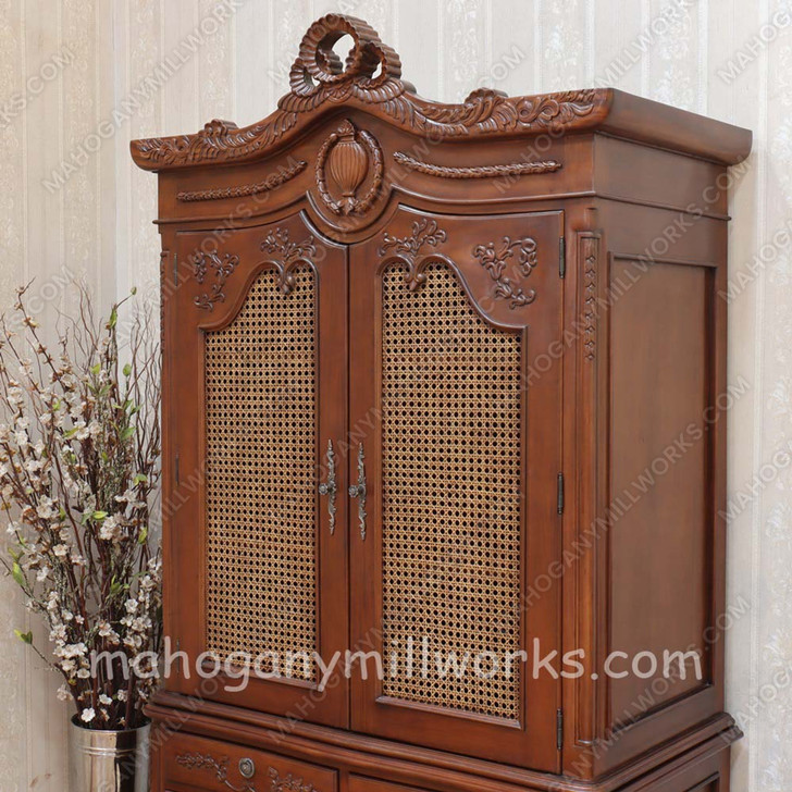 Walnut NC Antoinette Bed with Wicker Panel Set of 4