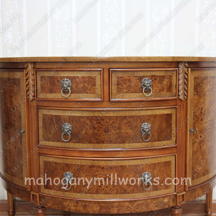 Demilune Chest of Drawers With Mappa Burl Inlay