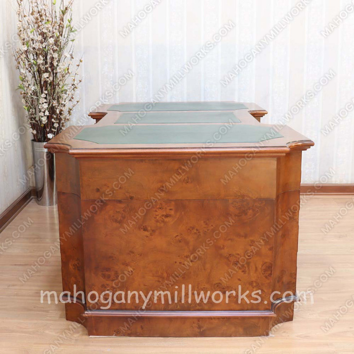 Burl Mahogany Leather Top Executive Desk