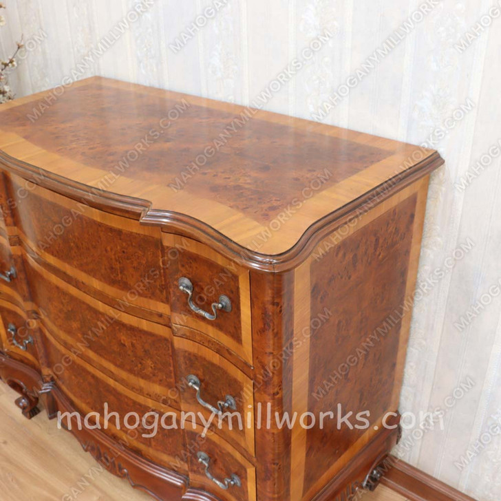 Italian Mahogany Inlay 3 Drawer Chest
