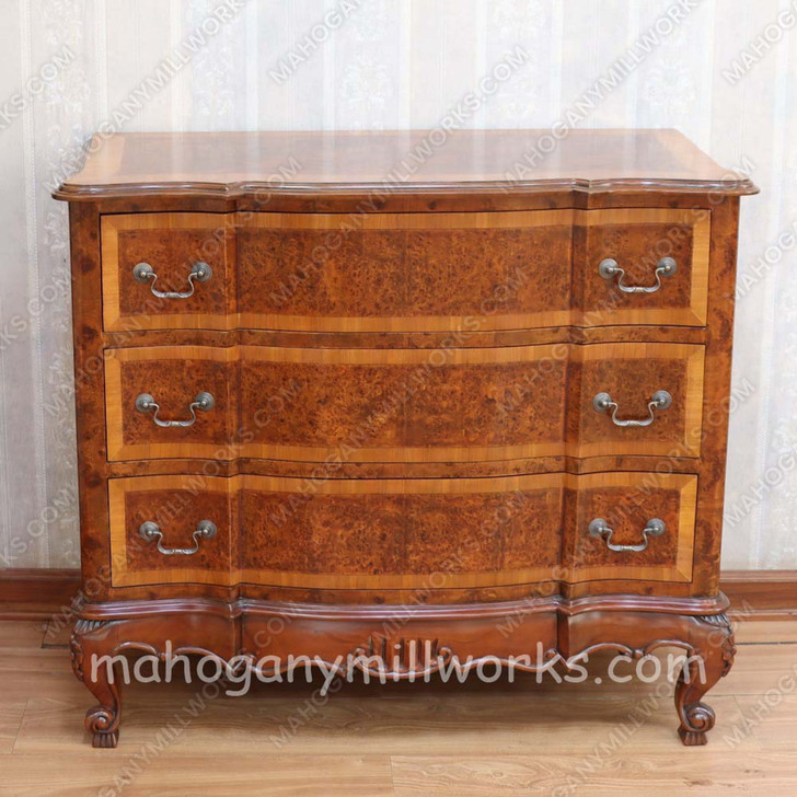 Italian Mahogany Inlay 3 Drawer Chest