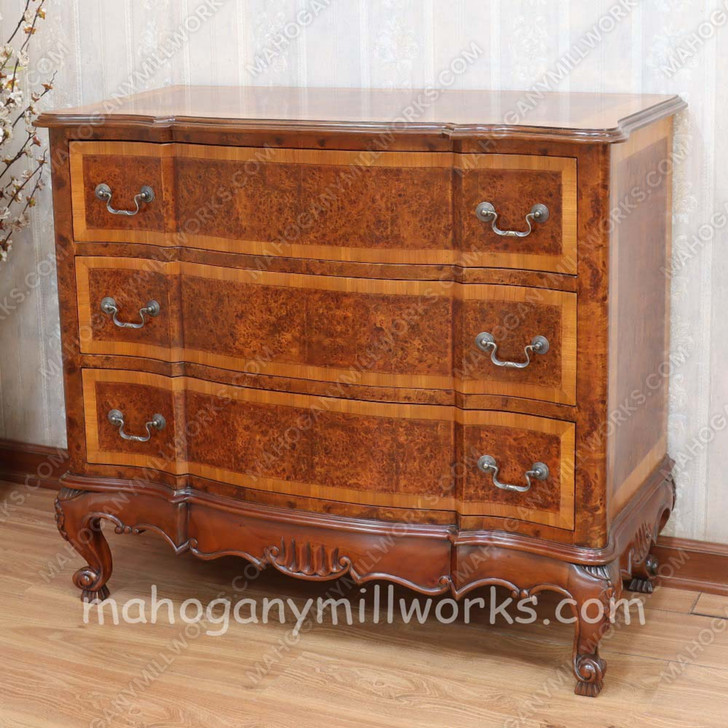 Italian Mahogany Inlay 3 Drawer Chest