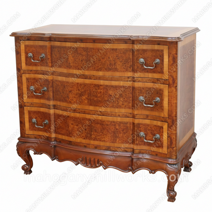 Italian Mahogany Inlay 3 Drawer Chest