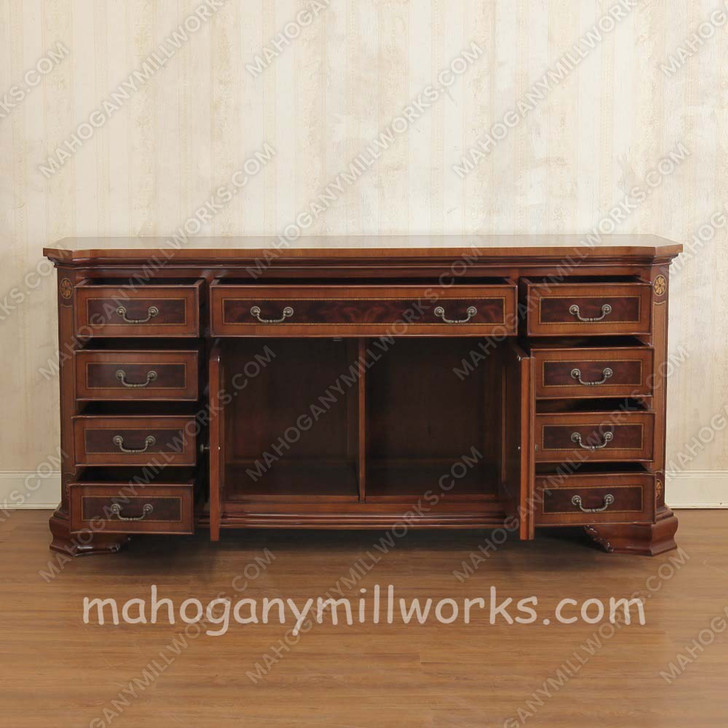 9 Drawer Sideboard With Crotch Mahogany Inlay