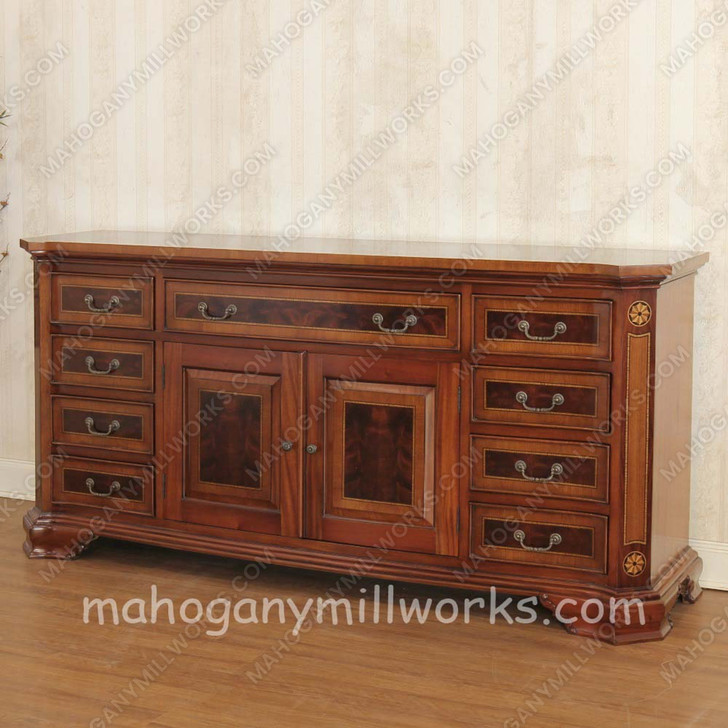 9 Drawer Sideboard With Crotch Mahogany Inlay