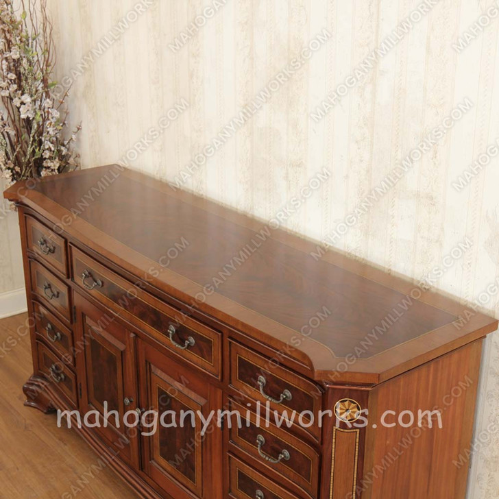 PU 9 Drawers Sideboard With Crotch Mahogany Inlay