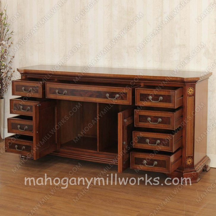 PU 9 Drawers Sideboard With Crotch Mahogany Inlay