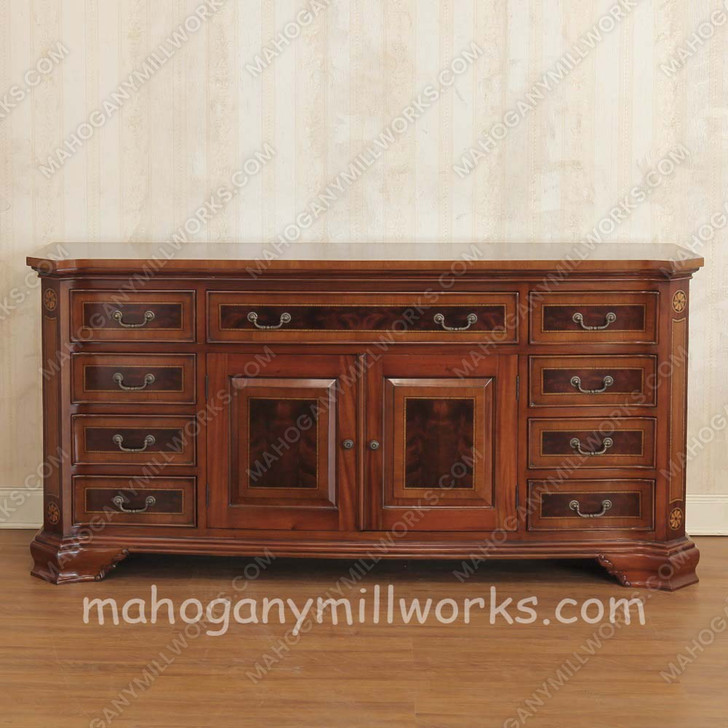9 Drawer Sideboard With Crotch Mahogany Inlay