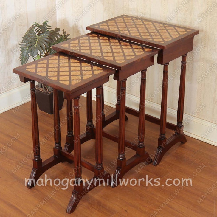 Set of 3 Nesting Tables w/ Inlay