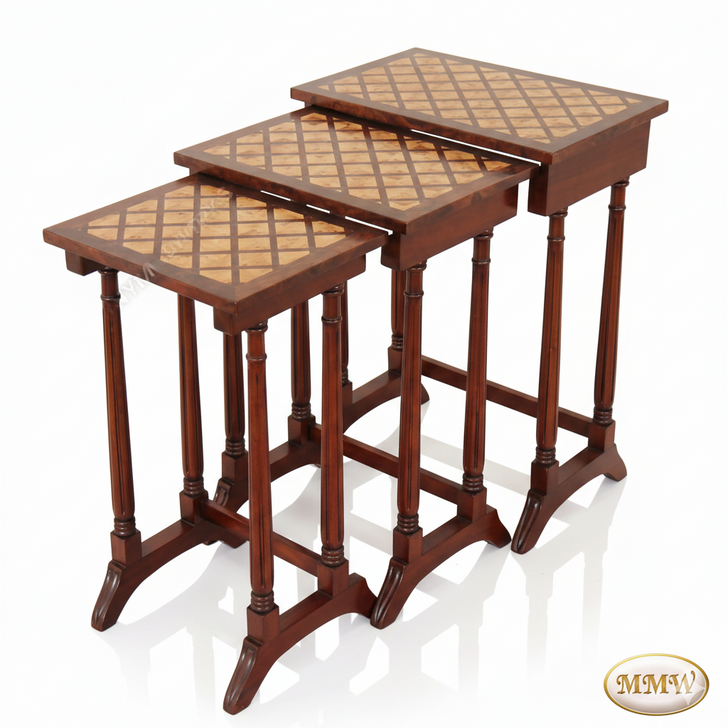 Set of 3 Nesting Tables w/ Inlay