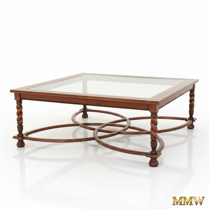Square Oyster Glass Top Coffee Table
