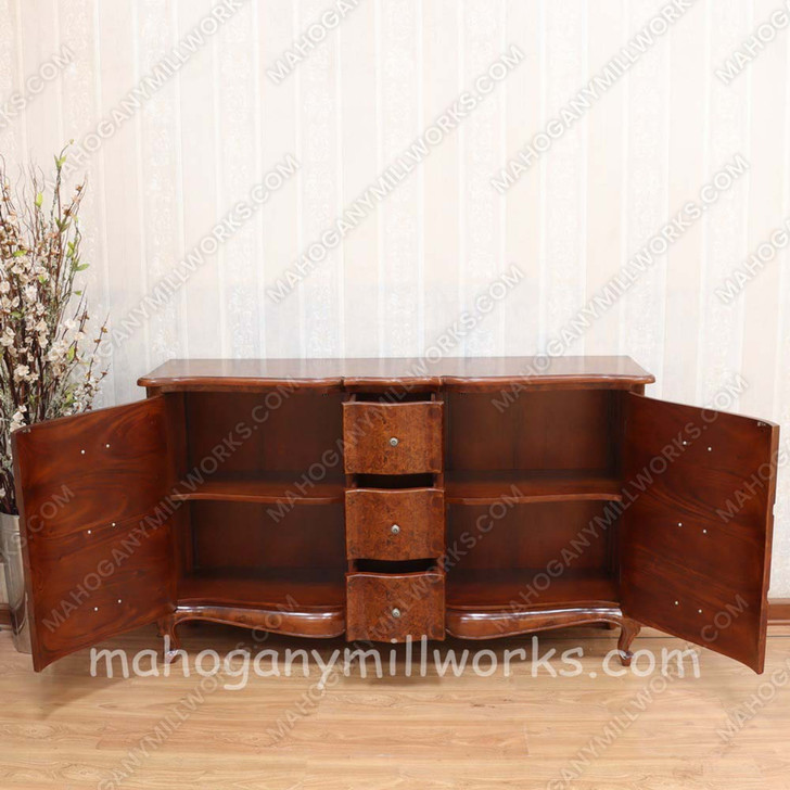 French Mappa Burl Inlay Sideboard