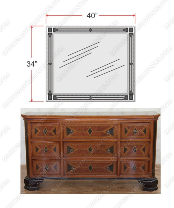 Egyptian Mappa Burl Floral Marquetry Inlay Dresser w/ Mirror