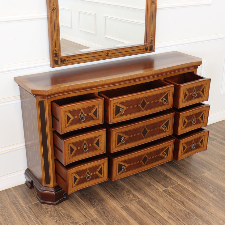 Egyptian Mappa Burl  Inlay Dresser w/ Mirror
