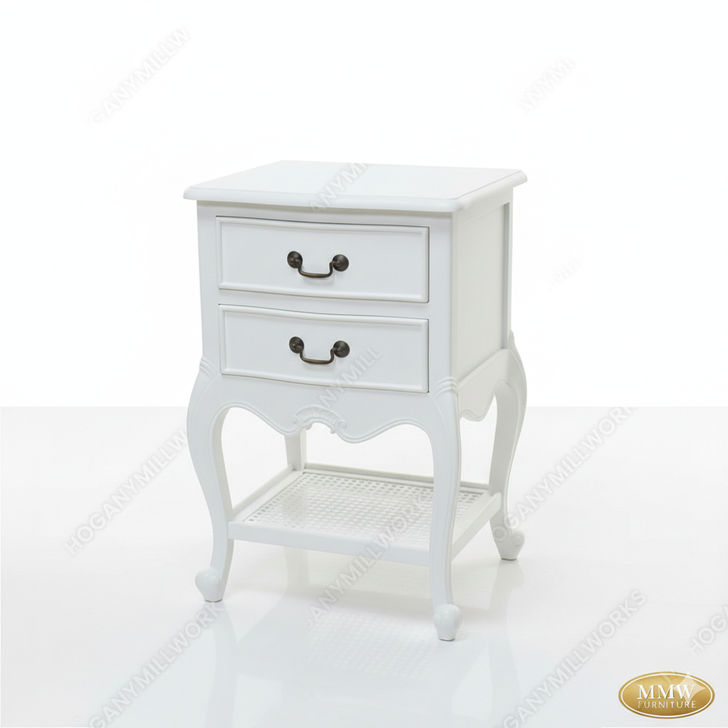White 2 Drawer Louis Nightstand