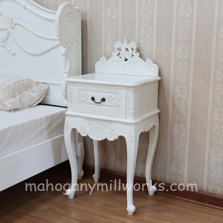 Painted White 1 Drawer Pediment Bedside