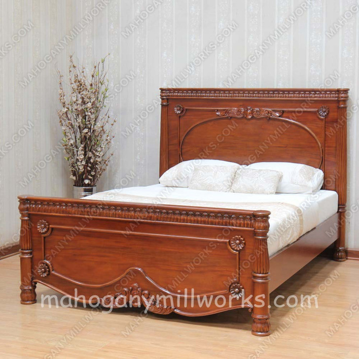 Walnut English Victorian Panel Bed