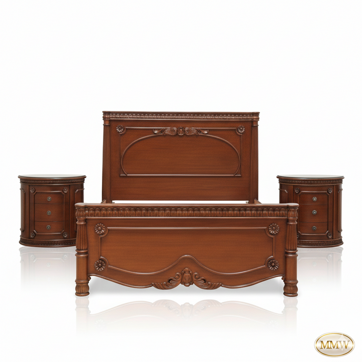 Walnut English Victorian Panel Bed