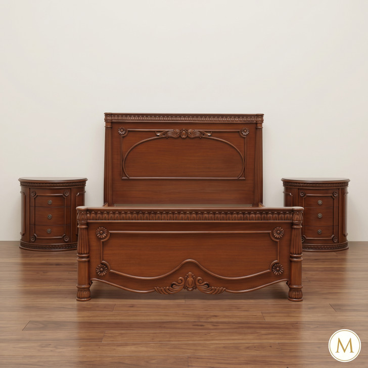 Walnut English Victorian Panel Bed