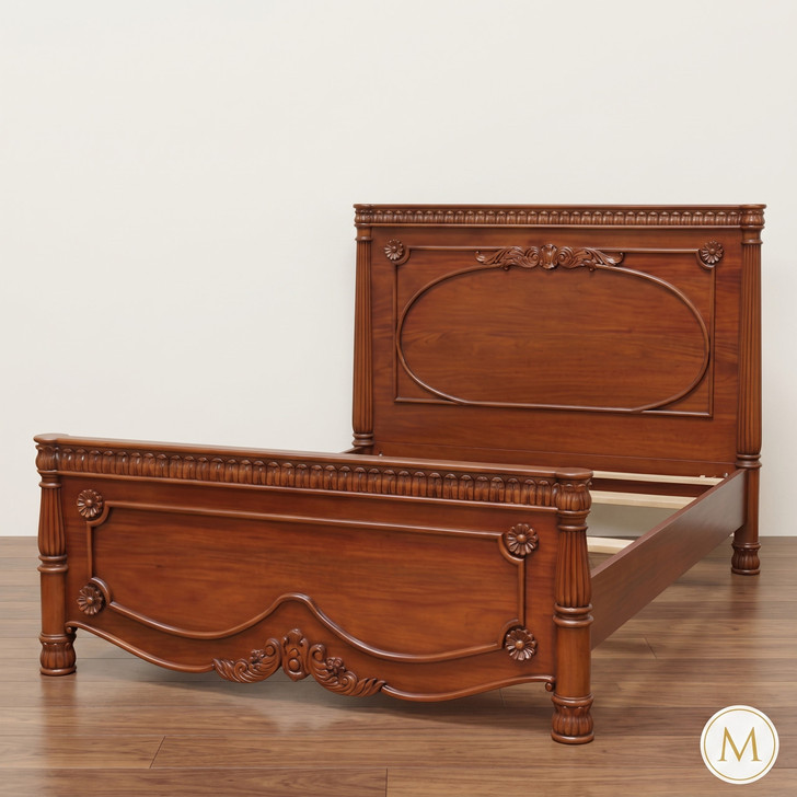 Walnut English Victorian Panel Bed