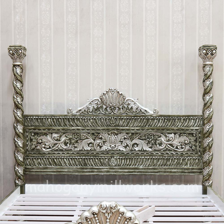 Painted Florentine With Silver Accents Venetian Bed Set Of 3