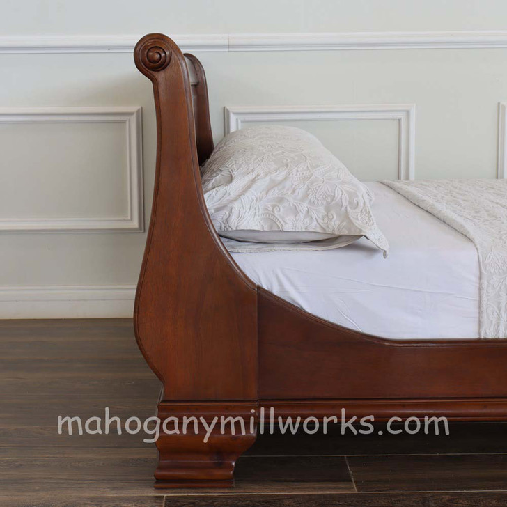Walnut NC Bordeaux Sleigh Style Bed