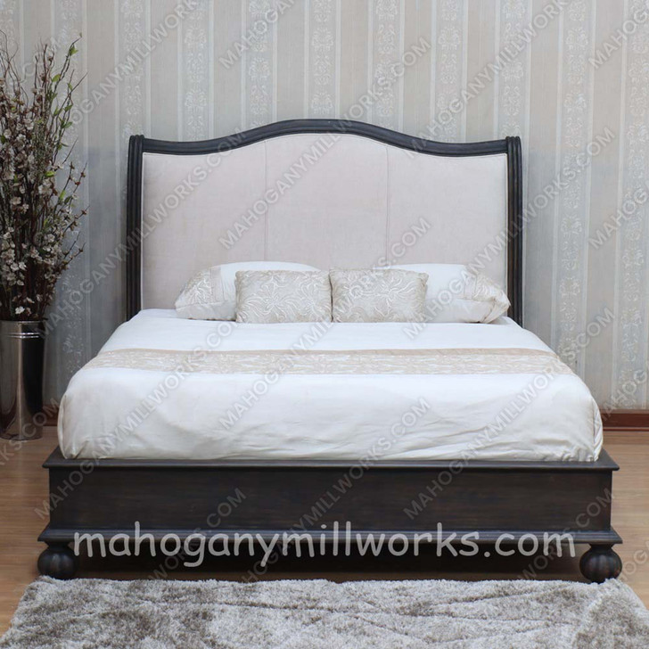 4pc Charcoal Safari Bedroom Set w/ Velvet Headboard
