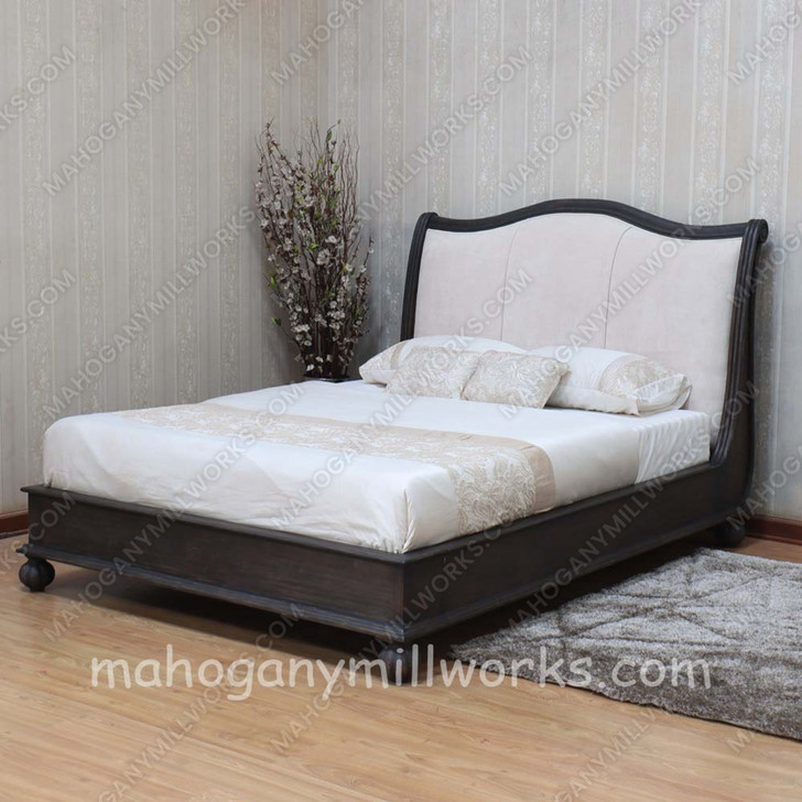 Carcoal Safari Bed With Velvet Fabric Upholstery