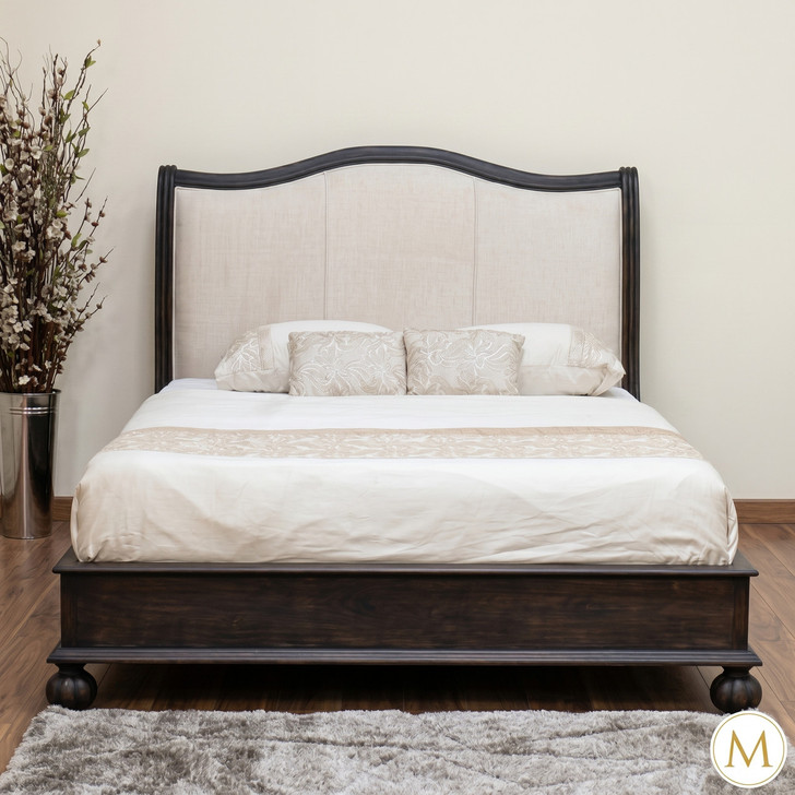 Charcoal Safari Bed With Velvet Fabric Upholstery