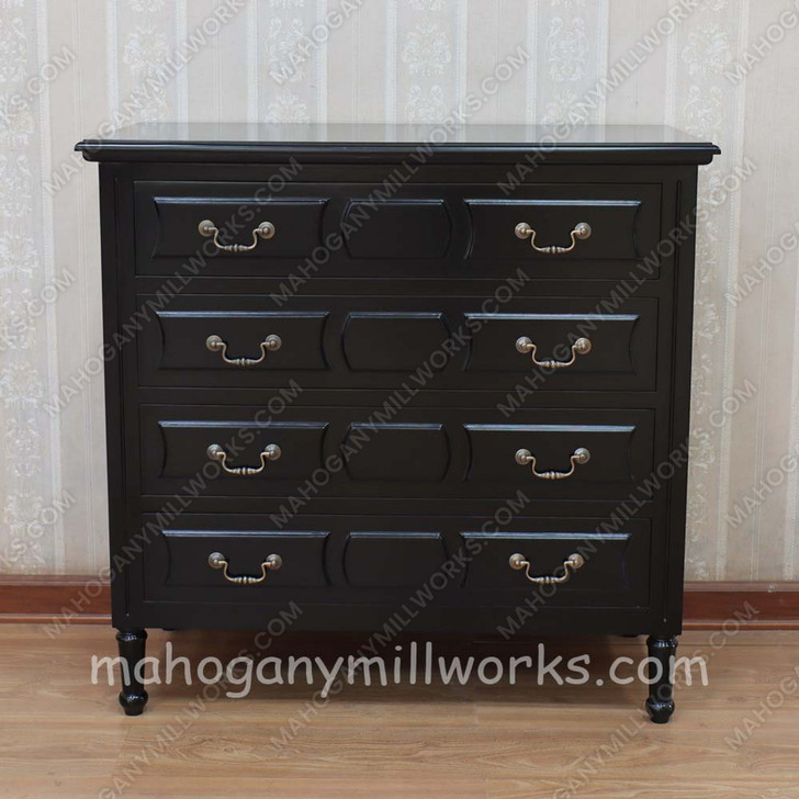 4pc Painted Black French Marseilles Bedroom Set