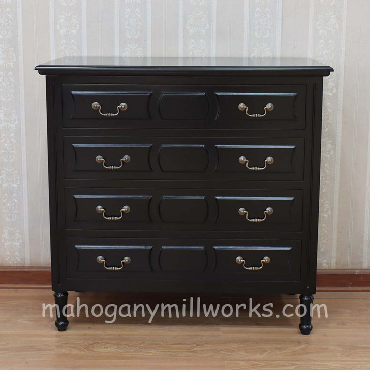 4pc Painted Black French Marseilles Bedroom Set