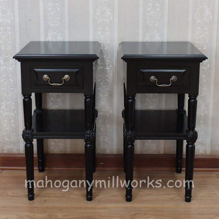 4pc Painted Black French Marseilles Bedroom Set