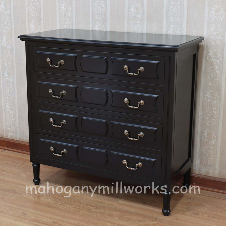 4pc Painted Black French Marseilles Bedroom Set