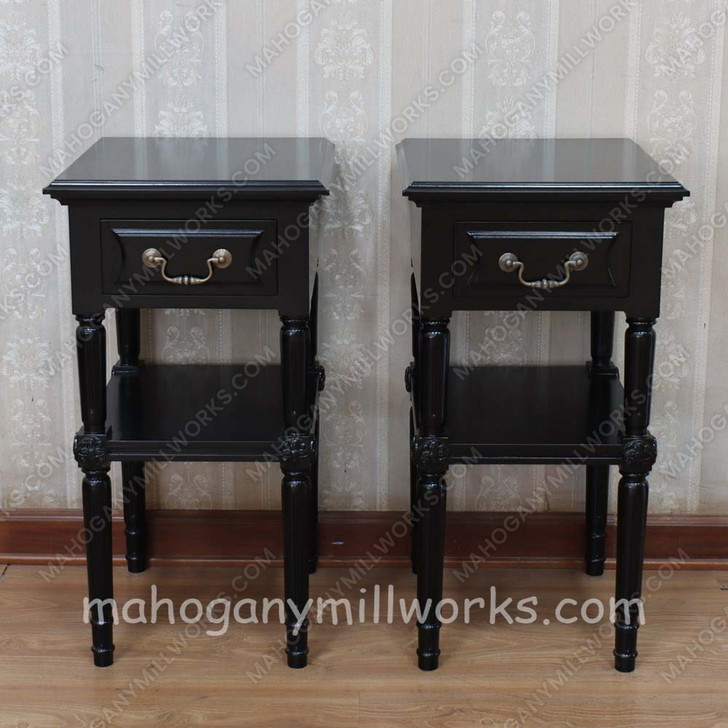 4pc Painted Black French Marseilles Bedroom Set