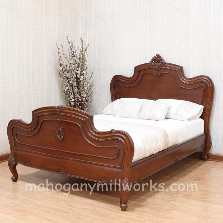 Walnut Louis Carved Bed