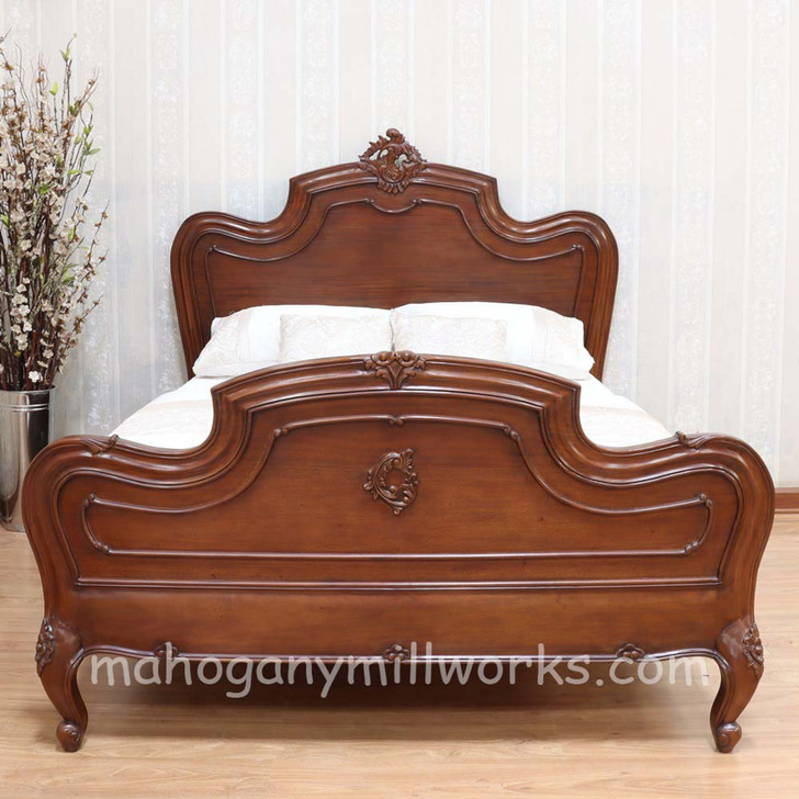 Walnut Louis Carved Bed