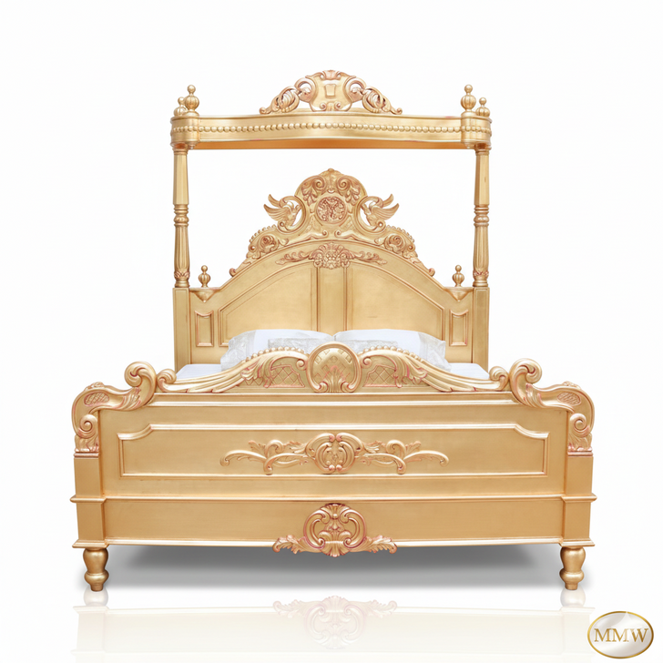 Majestic Gold Leaf Carved Bed