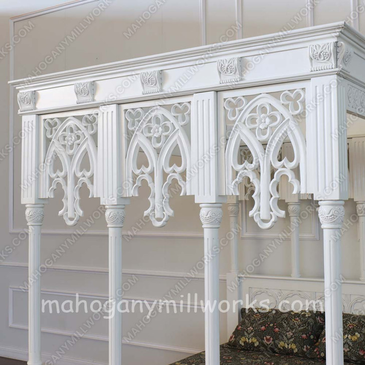 Painted White Carved Canopy Bed