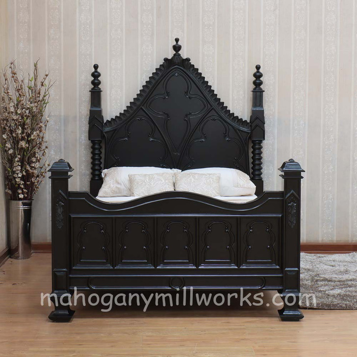 Walnut NC and Painted Black Gothic Empire Bed